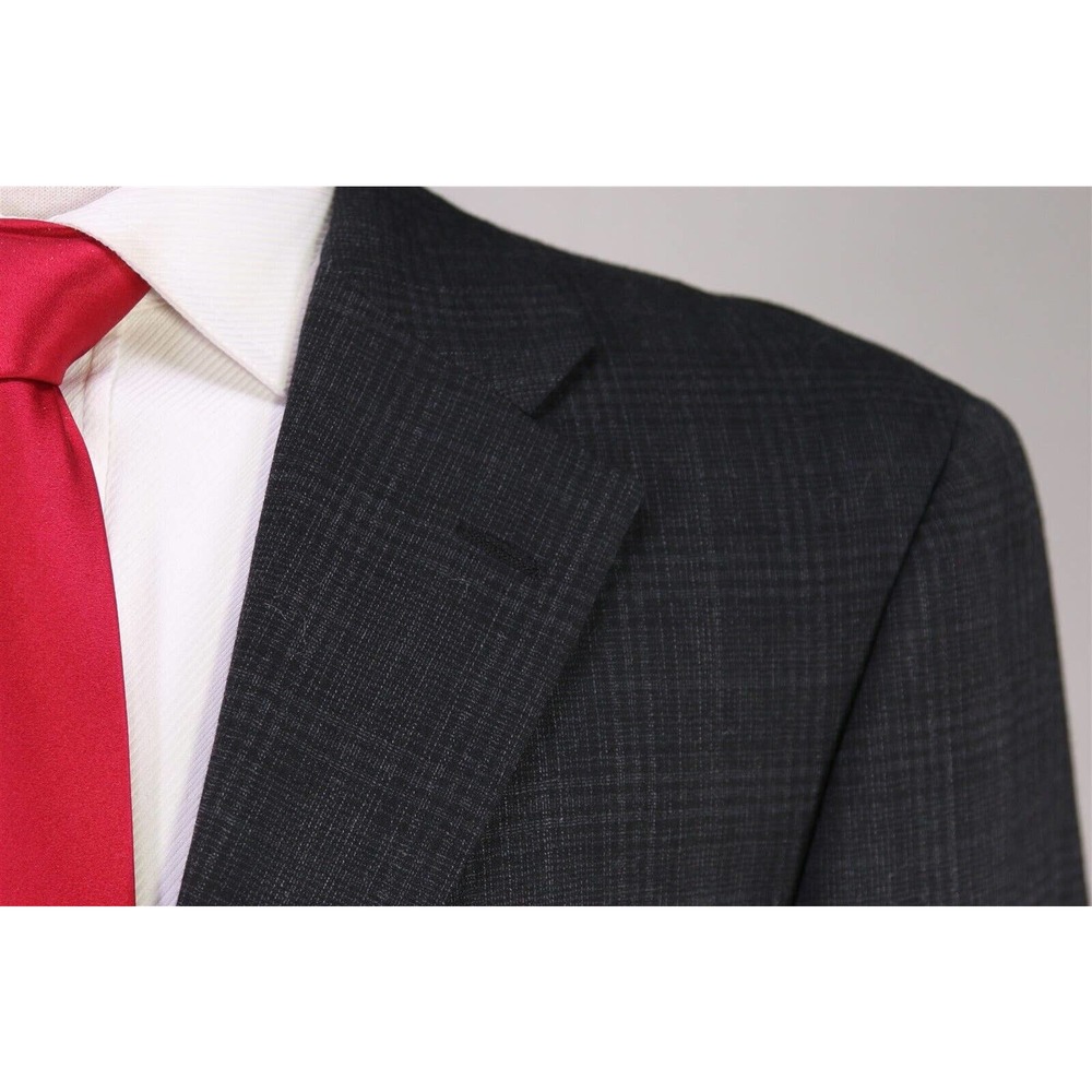 Hickey-Freeman Current Black/Gray Knit Plaid 2-Btn Luxury Wool Suit 42R - Picture 4 of 10